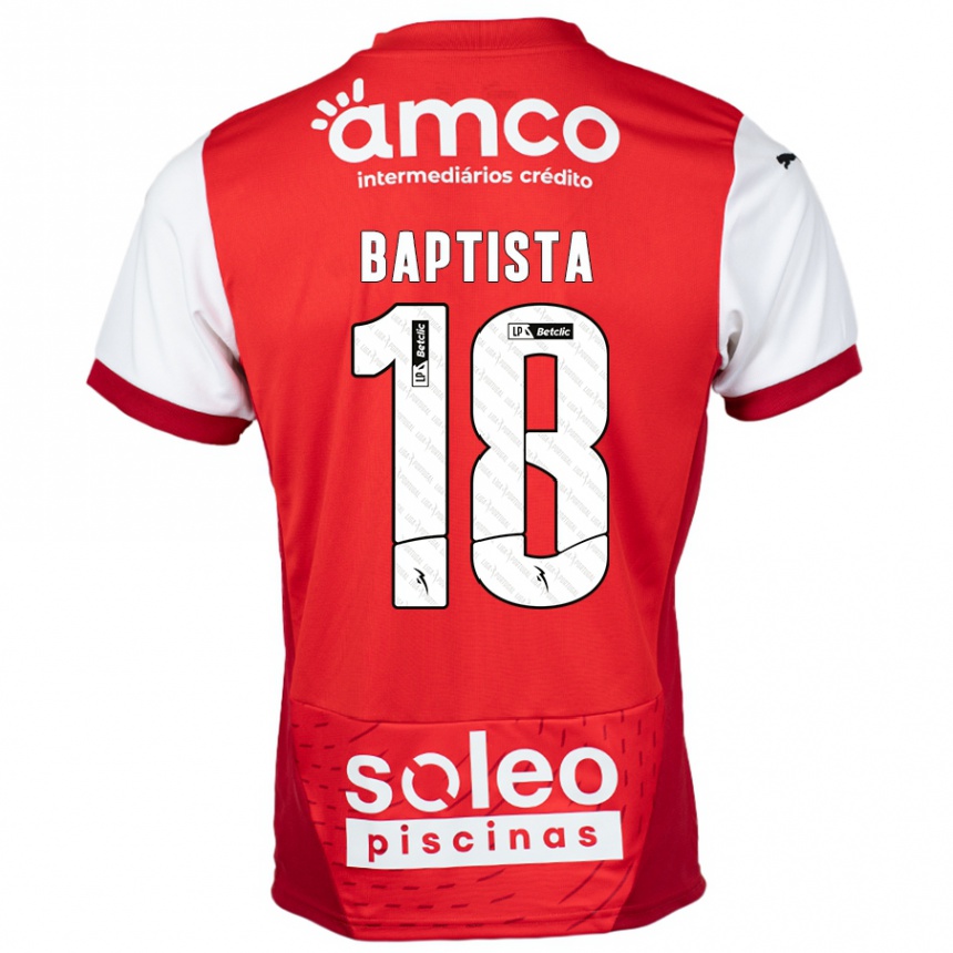 Niño Fútbol Camiseta Tiago Baptista #18 Rojo Blanco 1ª Equipación 2024/25 México