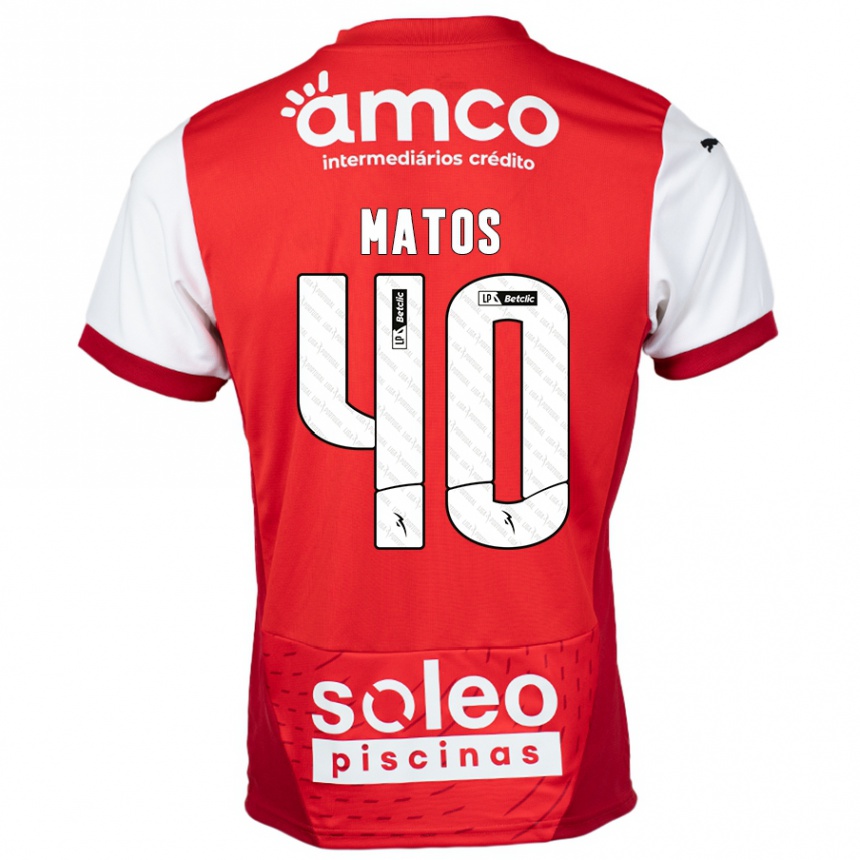 Niño Fútbol Camiseta João Matos #40 Rojo Blanco 1ª Equipación 2024/25 México