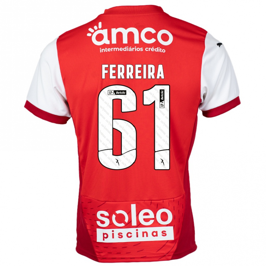 Niño Fútbol Camiseta Tiago Ferreira #61 Rojo Blanco 1ª Equipación 2024/25 México