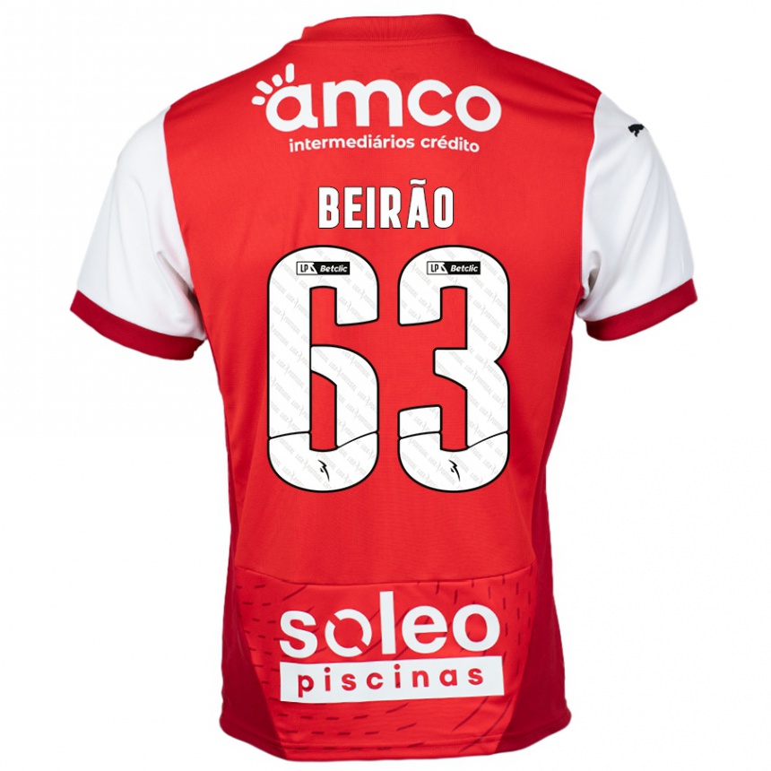 Niño Fútbol Camiseta Rodrigo Beirão #63 Rojo Blanco 1ª Equipación 2024/25 México