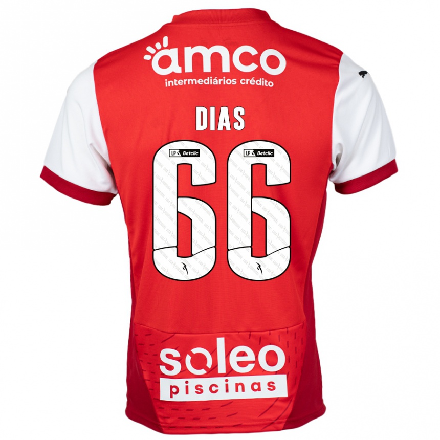 Niño Fútbol Camiseta Gonçalo Dias #66 Rojo Blanco 1ª Equipación 2024/25 México