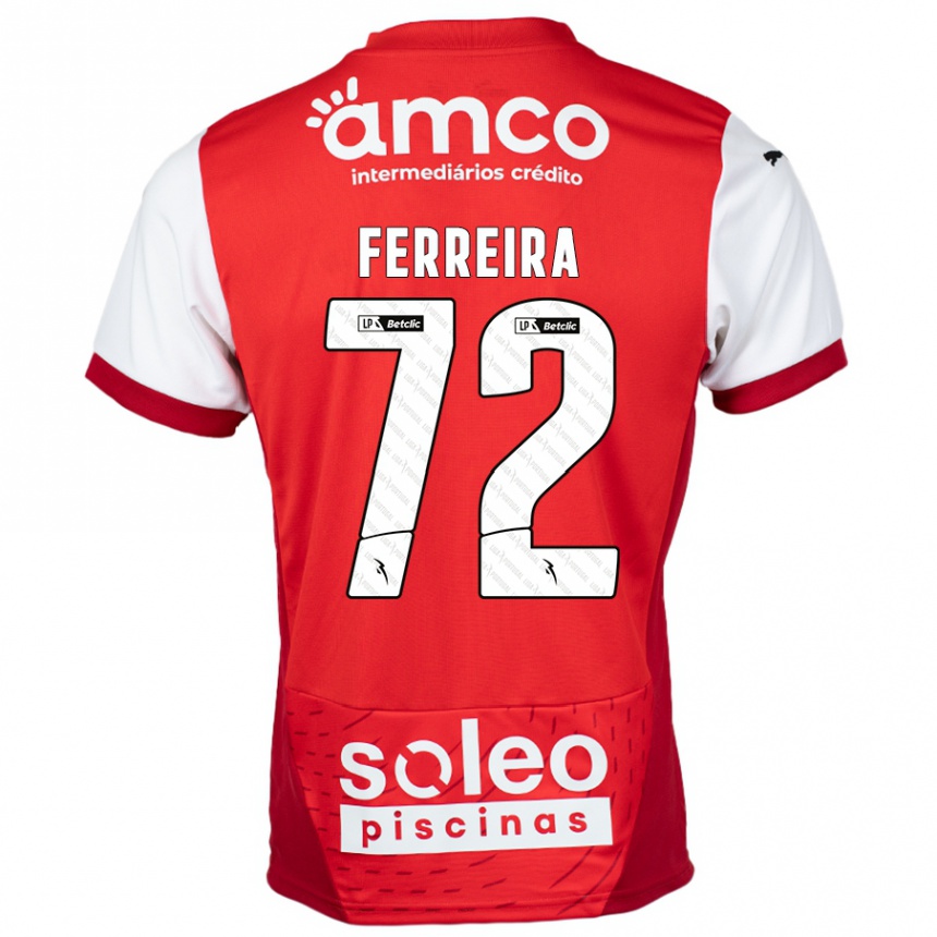 Niño Fútbol Camiseta André Ferreira #72 Rojo Blanco 1ª Equipación 2024/25 México