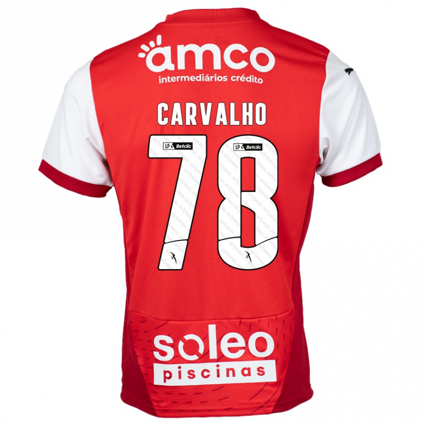 Niño Fútbol Camiseta João Carvalho #78 Rojo Blanco 1ª Equipación 2024/25 México