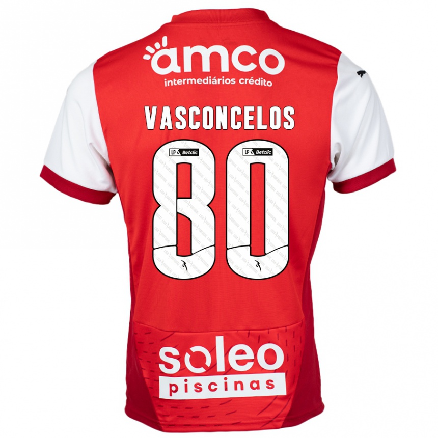 Niño Fútbol Camiseta Vasconcelos #80 Rojo Blanco 1ª Equipación 2024/25 México