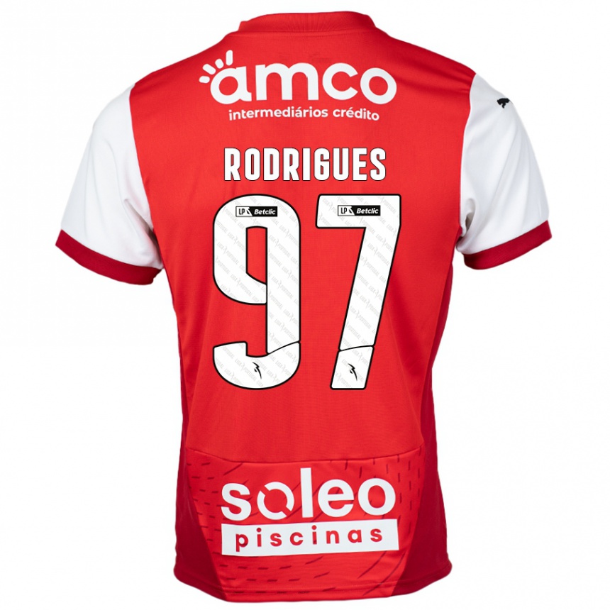 Niño Fútbol Camiseta Dinis Rodrigues #97 Rojo Blanco 1ª Equipación 2024/25 México