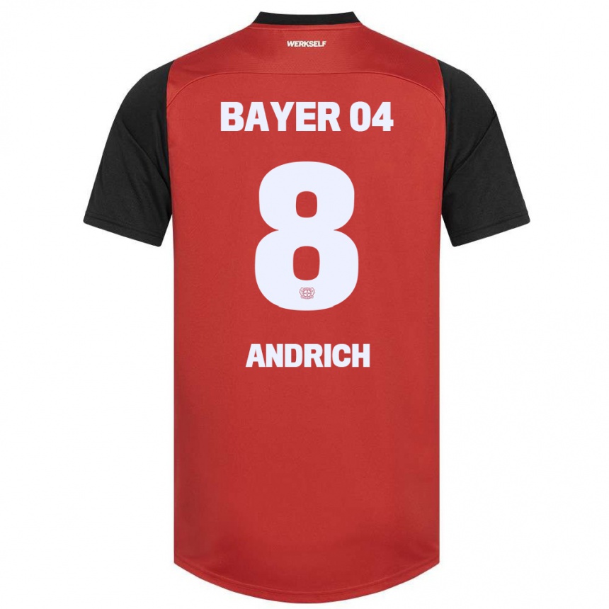 Niño Fútbol Camiseta Robert Andrich #8 Rojo Negro 1ª Equipación 2024/25 México