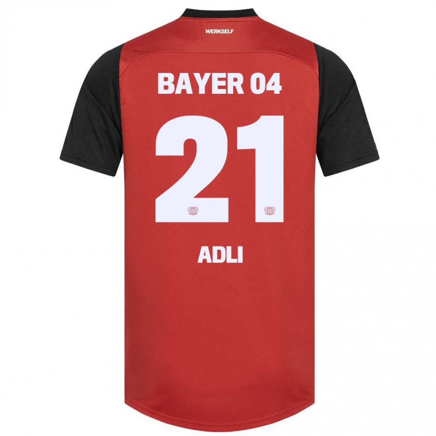 Niño Fútbol Camiseta Amine Adli #21 Rojo Negro 1ª Equipación 2024/25 México