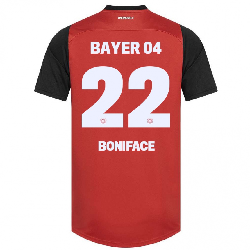 Niño Fútbol Camiseta Victor Boniface #22 Rojo Negro 1ª Equipación 2024/25 México