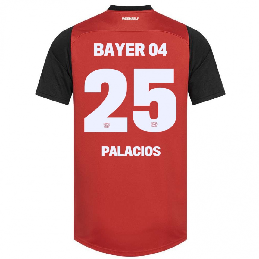 Niño Fútbol Camiseta Exequiel Palacios #25 Rojo Negro 1ª Equipación 2024/25 México