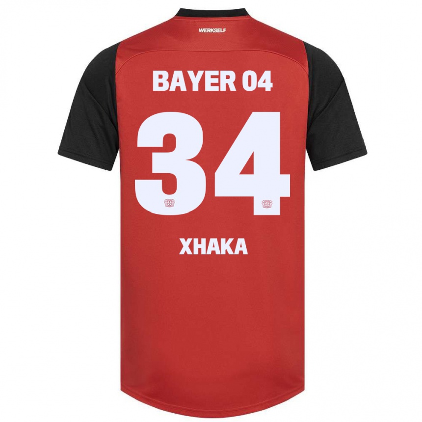 Niño Fútbol Camiseta Granit Xhaka #34 Rojo Negro 1ª Equipación 2024/25 México