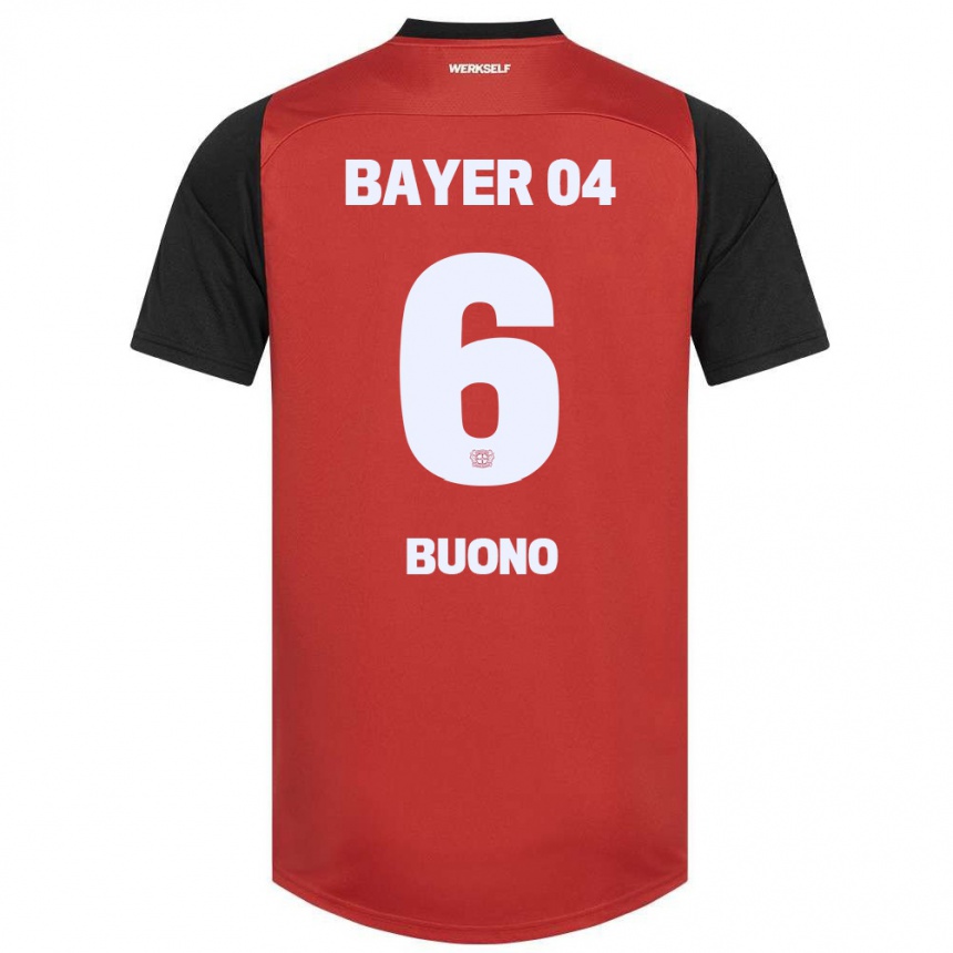 Niño Fútbol Camiseta Francesco Buono #6 Rojo Negro 1ª Equipación 2024/25 México