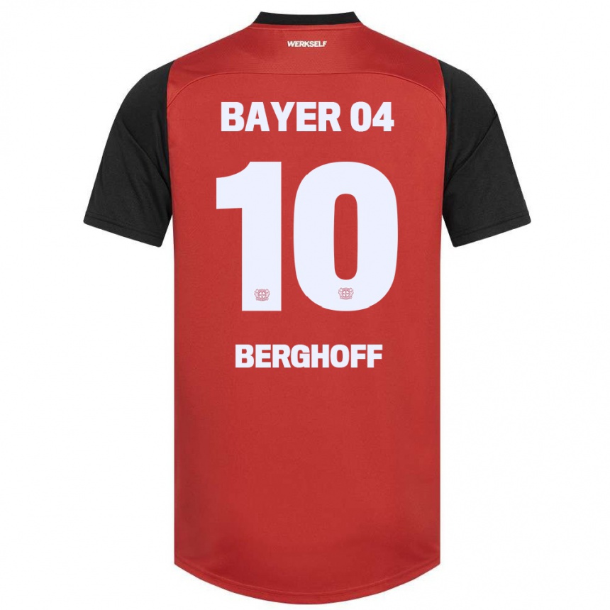 Niño Fútbol Camiseta Jonah Berghoff #10 Rojo Negro 1ª Equipación 2024/25 México