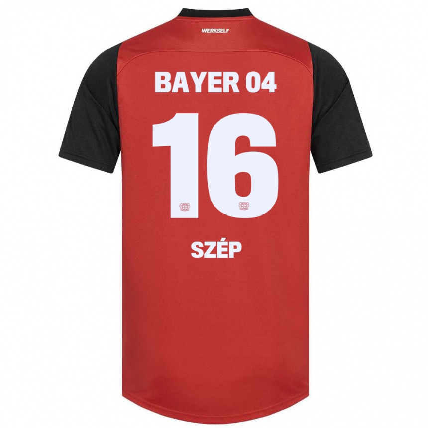 Niño Fútbol Camiseta Márton Szép #16 Rojo Negro 1ª Equipación 2024/25 México