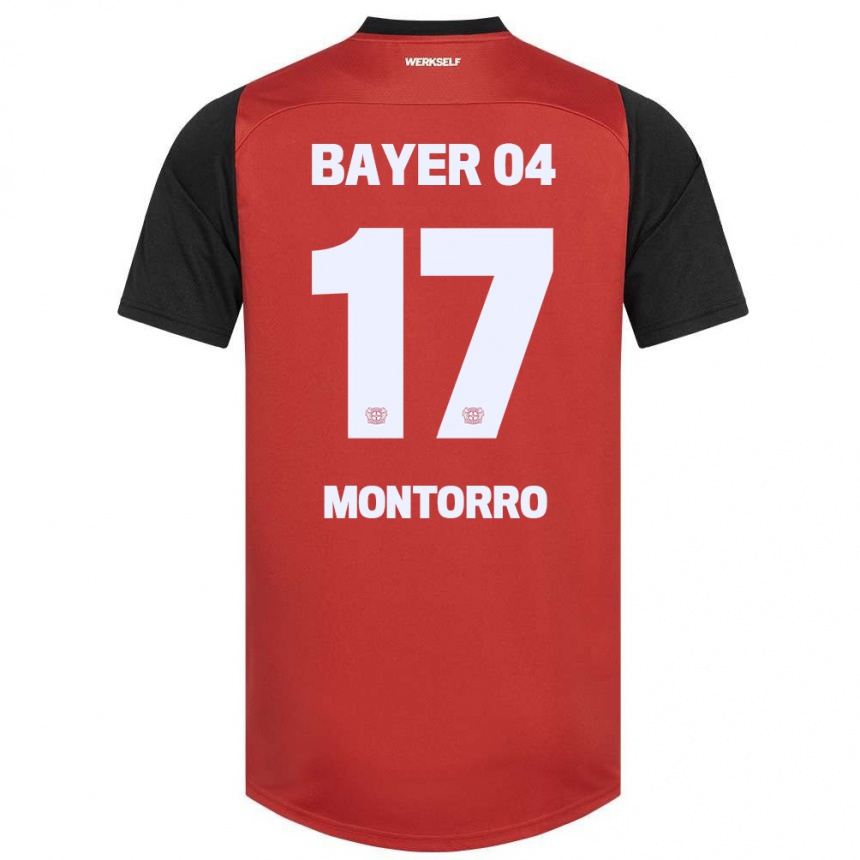 Niño Fútbol Camiseta Josuè Montorro #17 Rojo Negro 1ª Equipación 2024/25 México