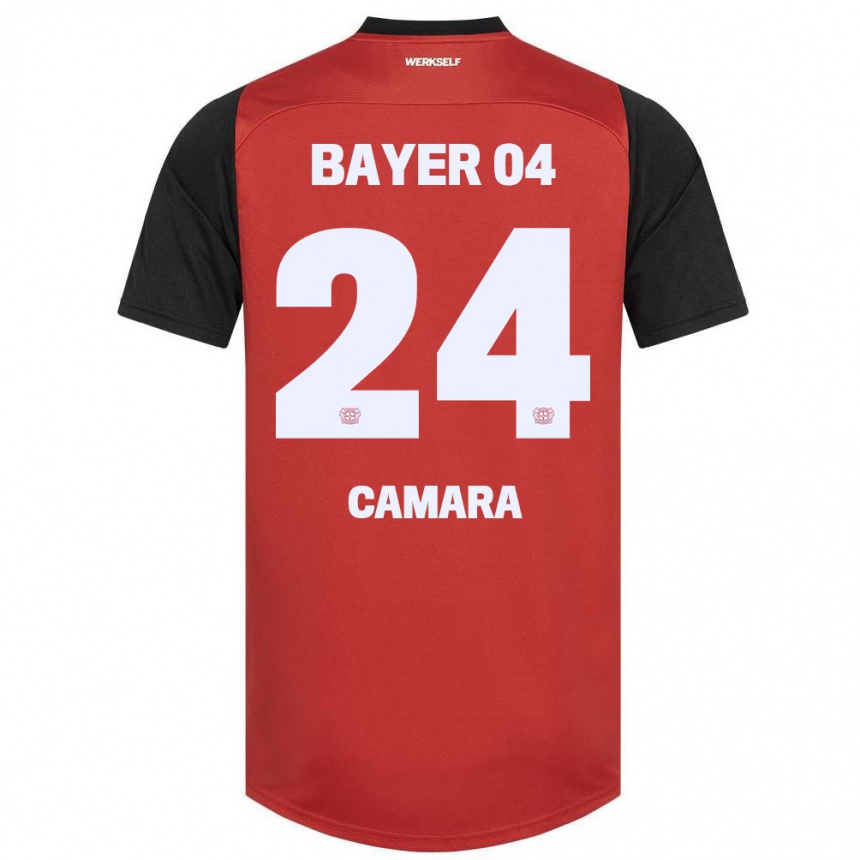 Niño Fútbol Camiseta Nourdine Camara #24 Rojo Negro 1ª Equipación 2024/25 México