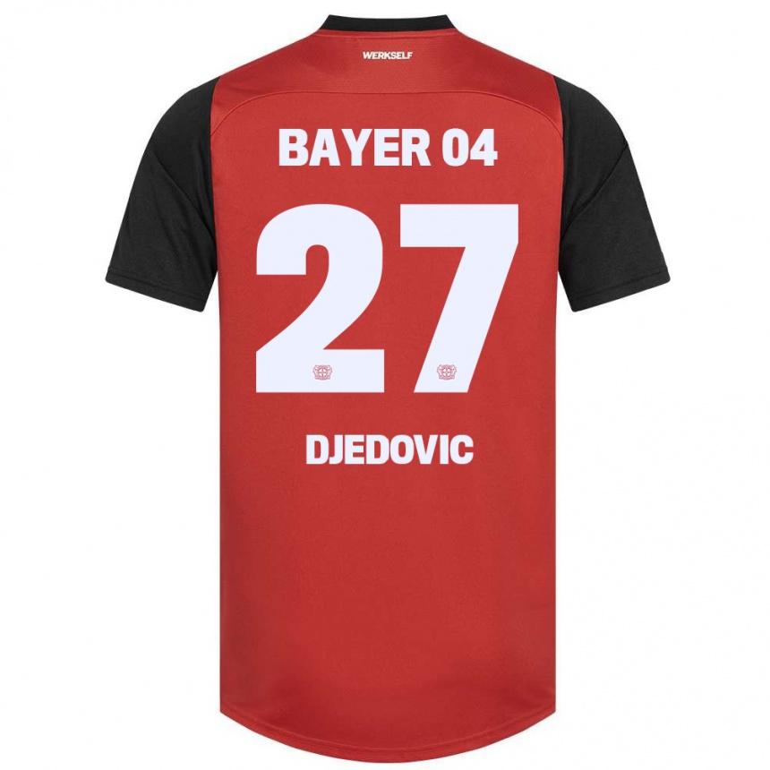 Niño Fútbol Camiseta Seldin Djedovic #27 Rojo Negro 1ª Equipación 2024/25 México