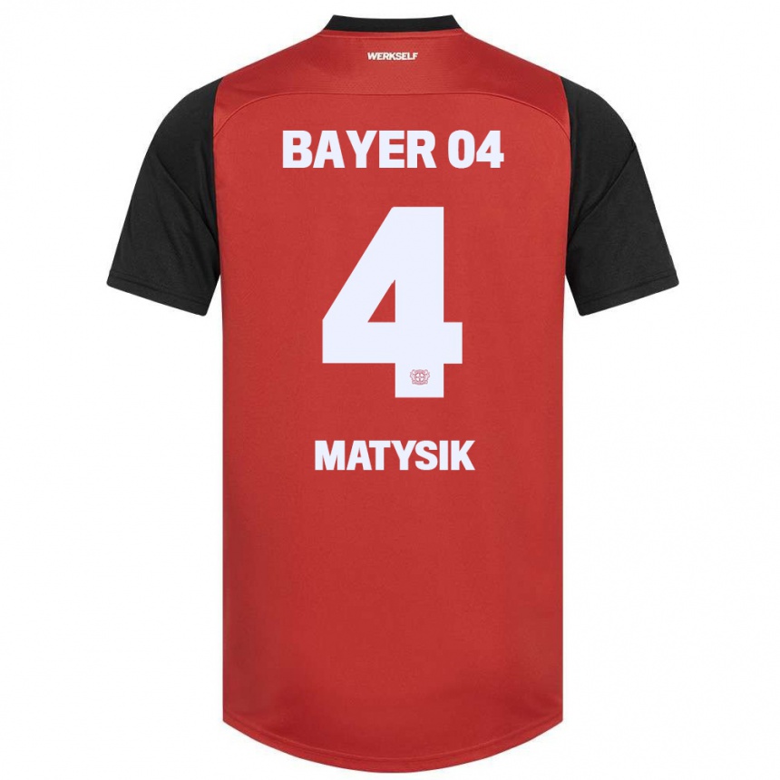 Niño Fútbol Camiseta Sylwia Matysik #4 Rojo Negro 1ª Equipación 2024/25 México