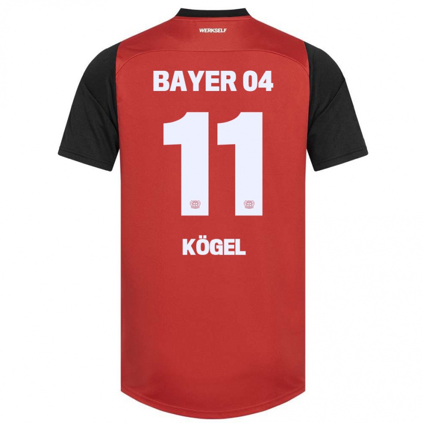 Niño Fútbol Camiseta Kristin Kögel #11 Rojo Negro 1ª Equipación 2024/25 México