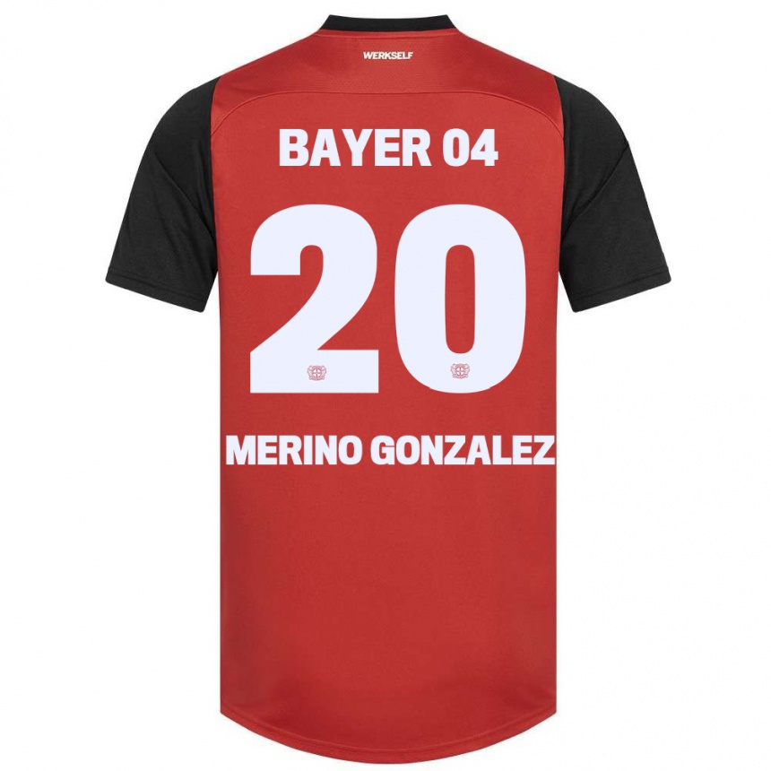 Niño Fútbol Camiseta Estrella Merino Gonzalez #20 Rojo Negro 1ª Equipación 2024/25 México