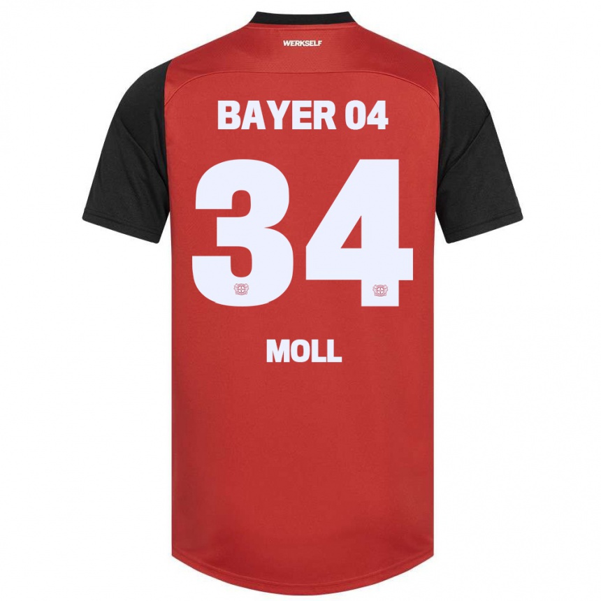 Niño Fútbol Camiseta Anne Moll #34 Rojo Negro 1ª Equipación 2024/25 México