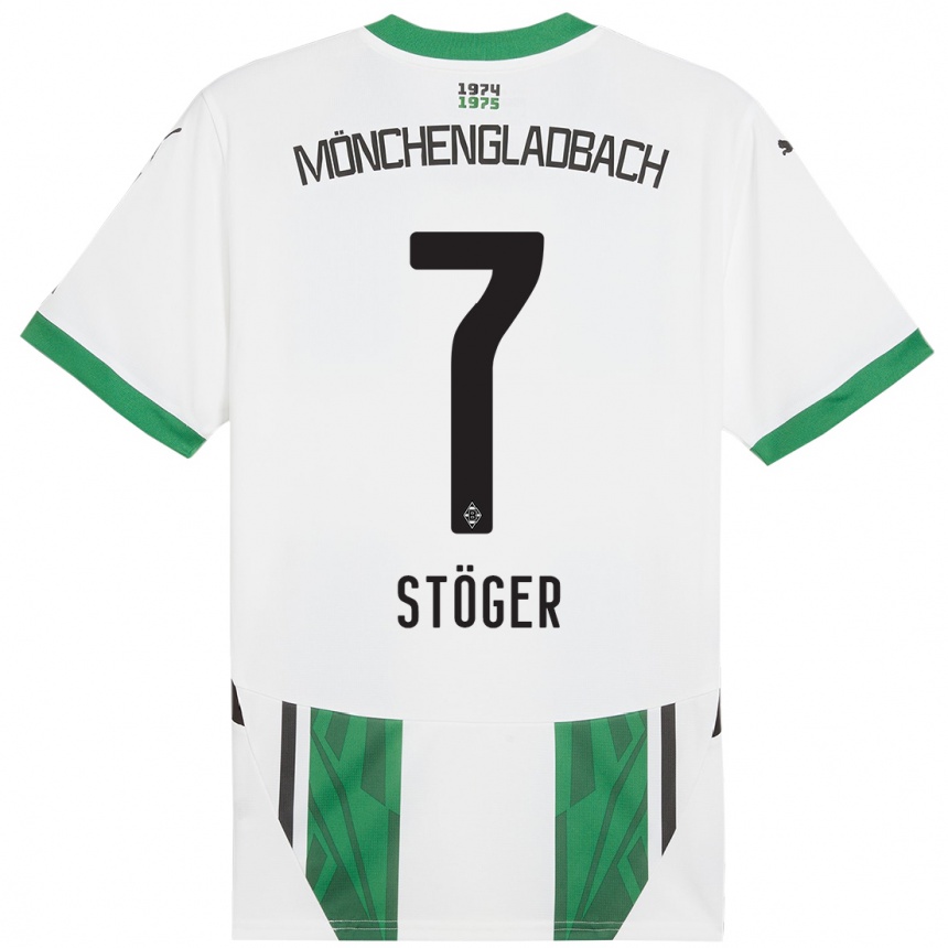 Niño Fútbol Camiseta Kevin Stöger #7 Blanco Verde 1ª Equipación 2024/25 México