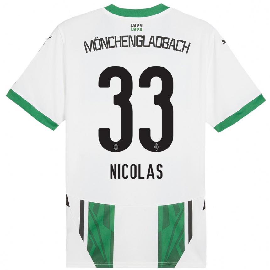 Niño Fútbol Camiseta Moritz Nicolas #33 Blanco Verde 1ª Equipación 2024/25 México