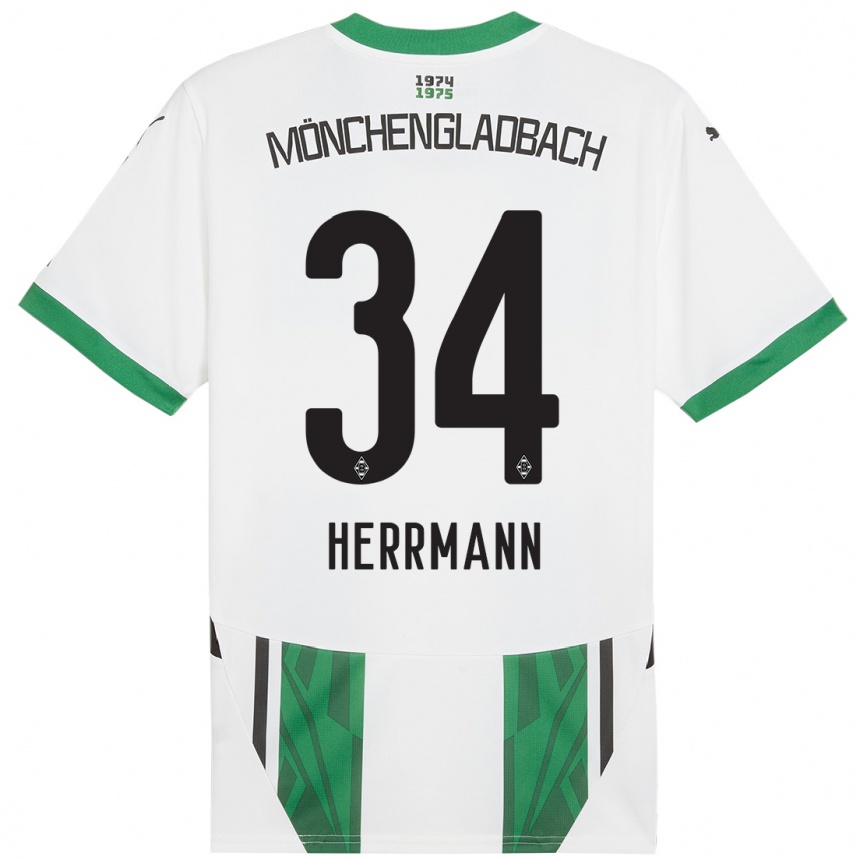 Niño Fútbol Camiseta Charles Herrmann #34 Blanco Verde 1ª Equipación 2024/25 México