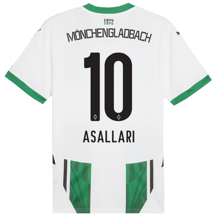 Niño Fútbol Camiseta Kushtrim Asallari #10 Blanco Verde 1ª Equipación 2024/25 México