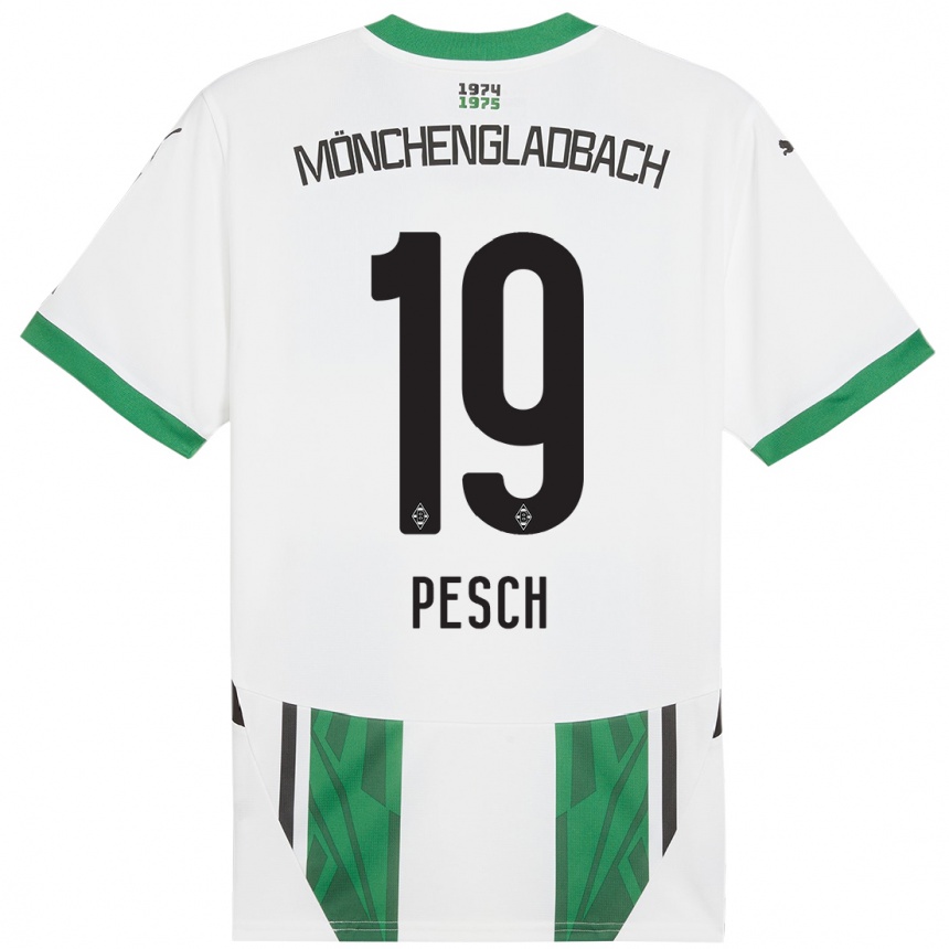 Niño Fútbol Camiseta Noah Pesch #19 Blanco Verde 1ª Equipación 2024/25 México