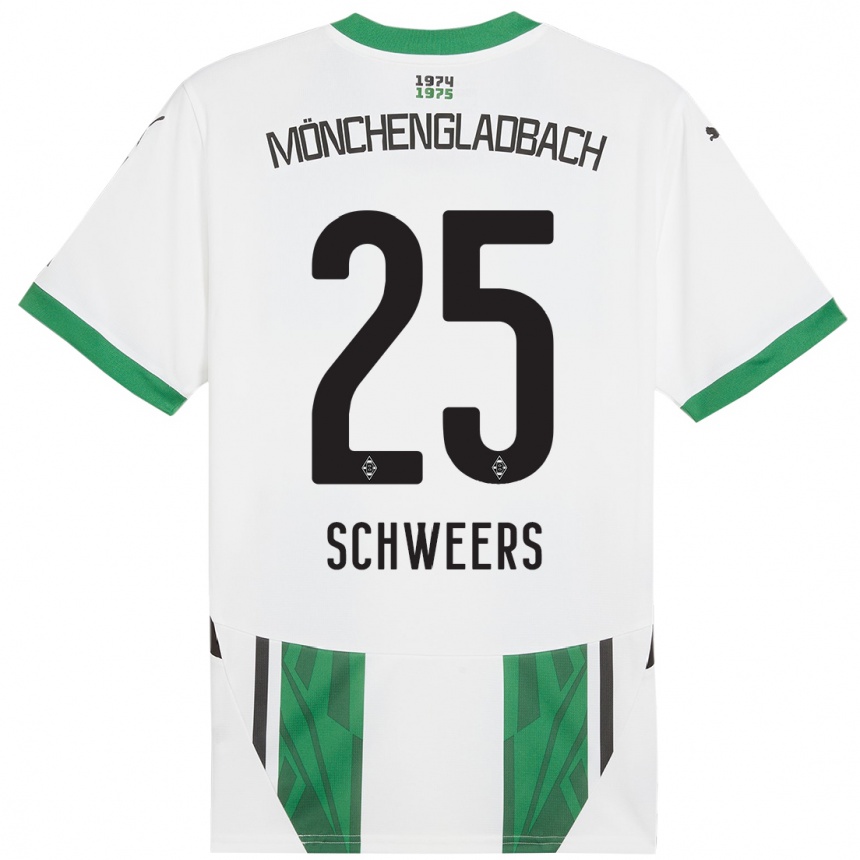 Niño Fútbol Camiseta Lion Schweers #25 Blanco Verde 1ª Equipación 2024/25 México