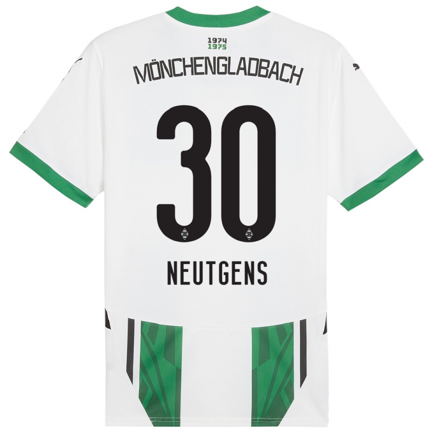 Niño Fútbol Camiseta Maximilian Neutgens #30 Blanco Verde 1ª Equipación 2024/25 México