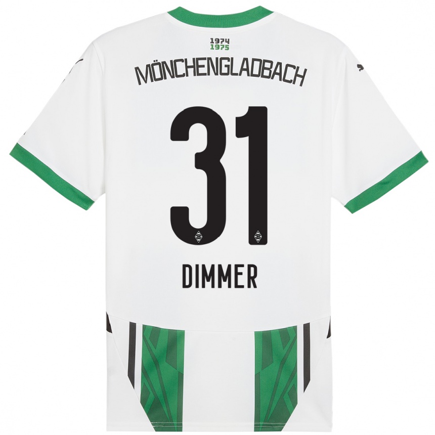 Niño Fútbol Camiseta Florian Dimmer #31 Blanco Verde 1ª Equipación 2024/25 México