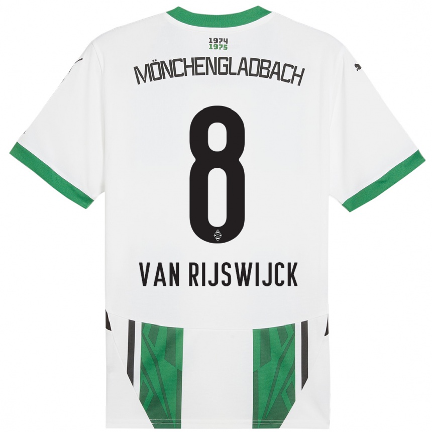 Niño Fútbol Camiseta Britt Van Rijswijck #8 Blanco Verde 1ª Equipación 2024/25 México