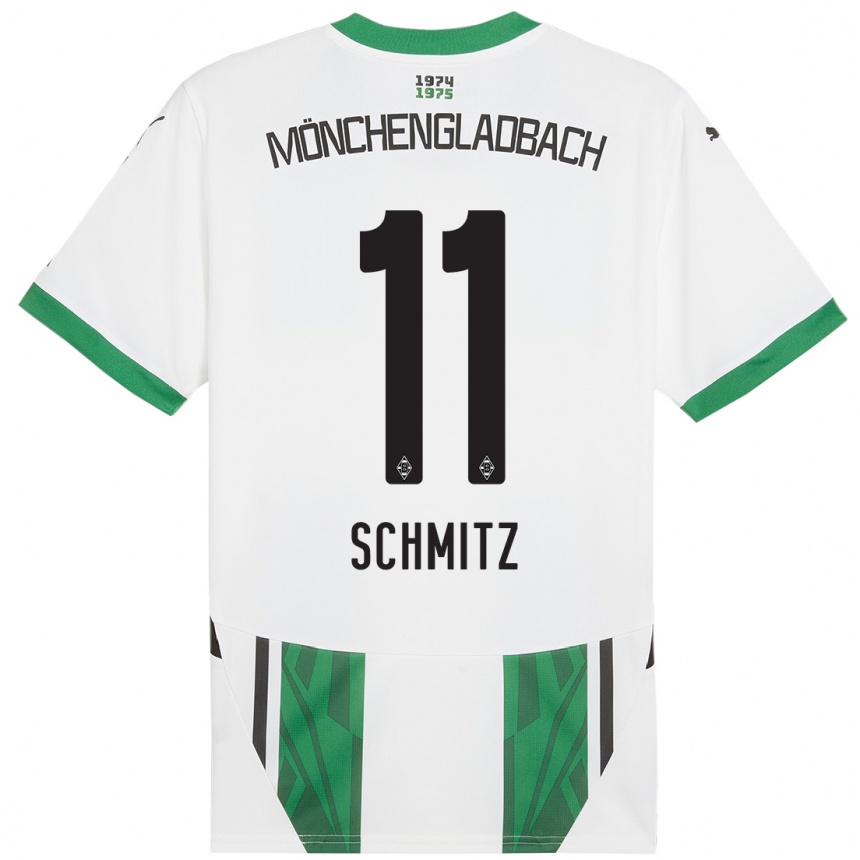 Niño Fútbol Camiseta Louisa Schmitz #11 Blanco Verde 1ª Equipación 2024/25 México