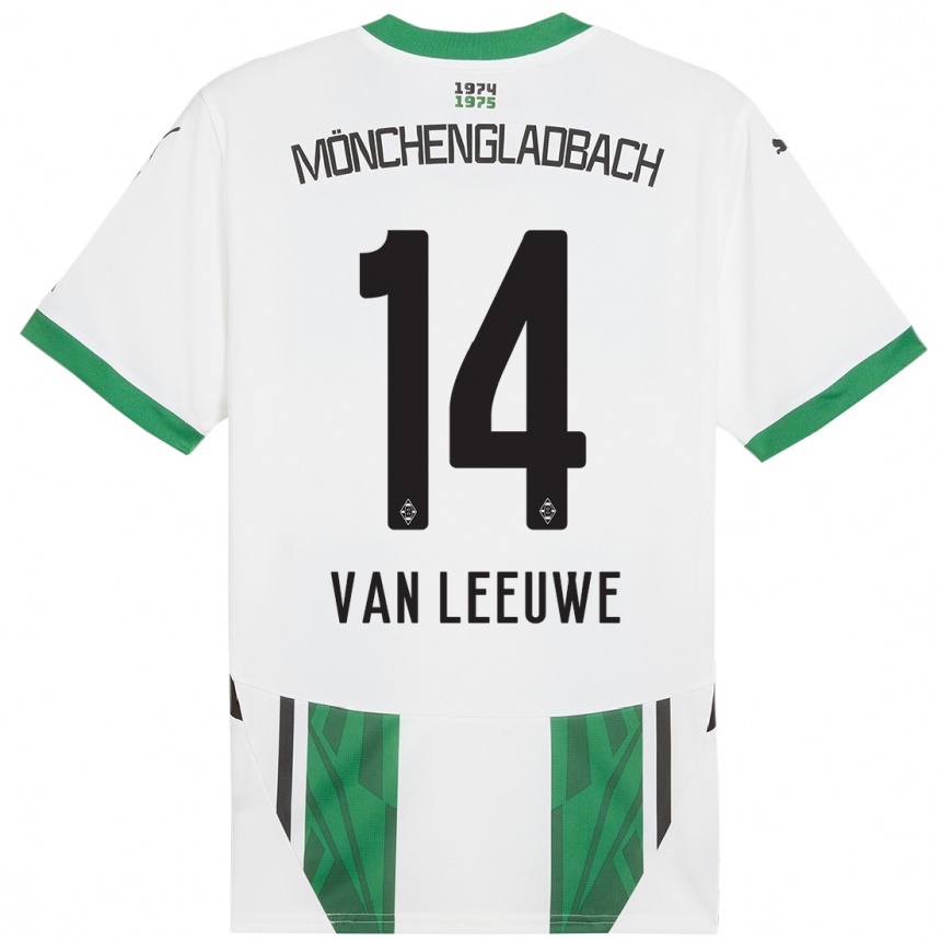 Niño Fútbol Camiseta Kyra Van Leeuwe #14 Blanco Verde 1ª Equipación 2024/25 México