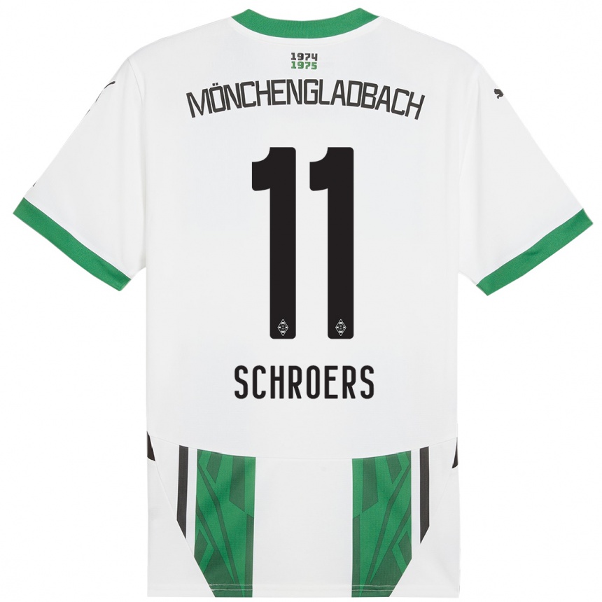 Niño Fútbol Camiseta Mika Schroers #11 Blanco Verde 1ª Equipación 2024/25 México