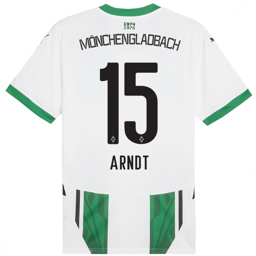 Niño Fútbol Camiseta Leo Arndt #15 Blanco Verde 1ª Equipación 2024/25 México