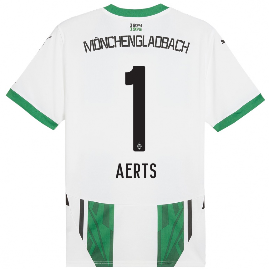 Niño Fútbol Camiseta Liv Aerts #1 Blanco Verde 1ª Equipación 2024/25 México