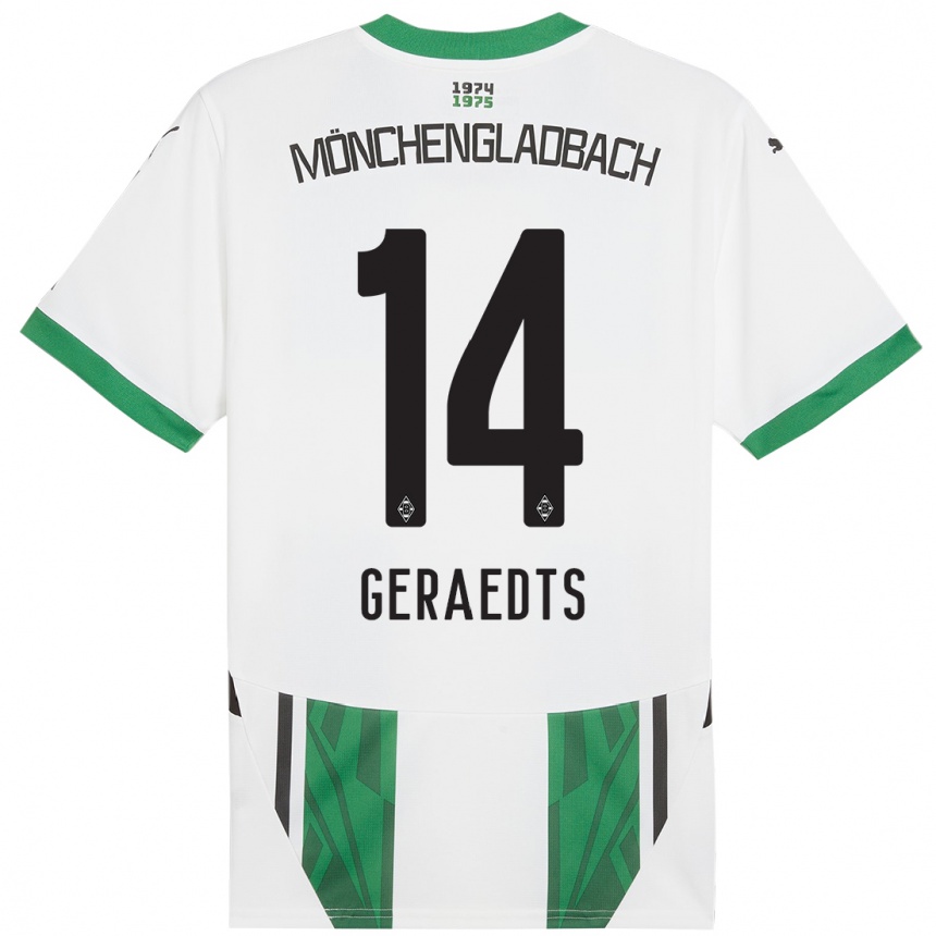 Niño Fútbol Camiseta Kelsey Geraedts #14 Blanco Verde 1ª Equipación 2024/25 México