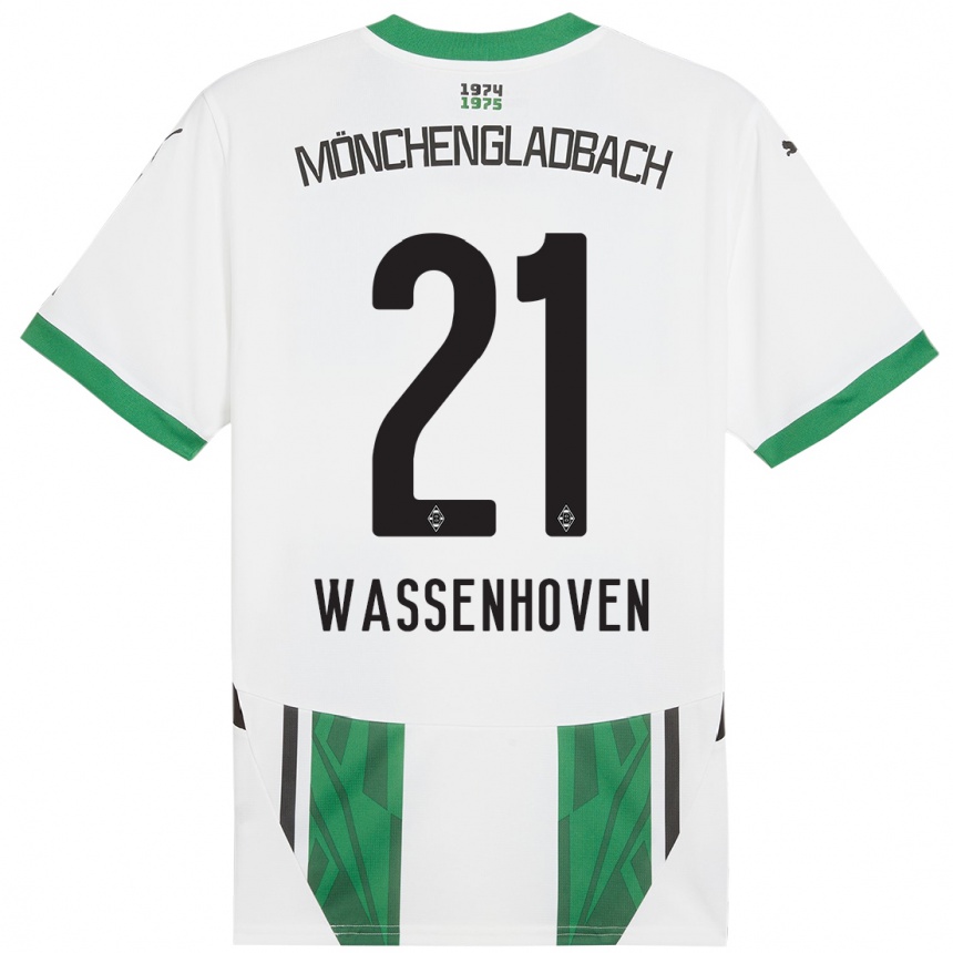 Niño Fútbol Camiseta Michelle Wassenhoven #21 Blanco Verde 1ª Equipación 2024/25 México