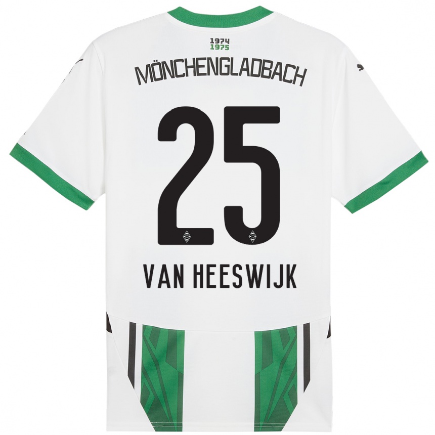 Niño Fútbol Camiseta Amber Van Heeswijk #25 Blanco Verde 1ª Equipación 2024/25 México