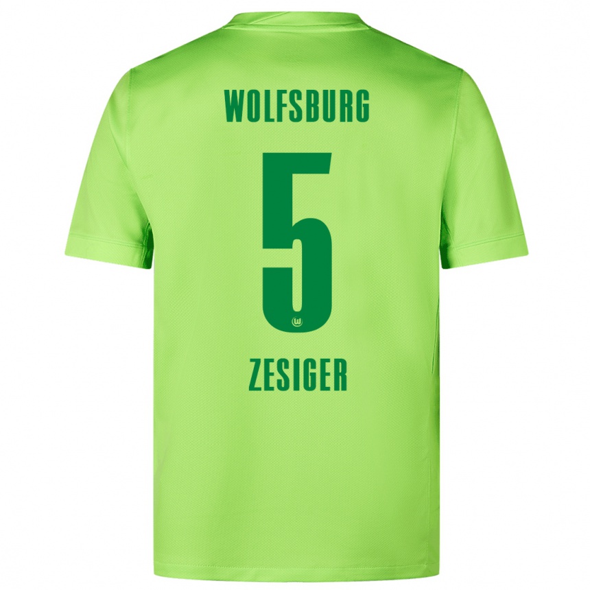 Niño Fútbol Camiseta Cédric Zesiger #5 Verde Fluorescente 1ª Equipación 2024/25 México