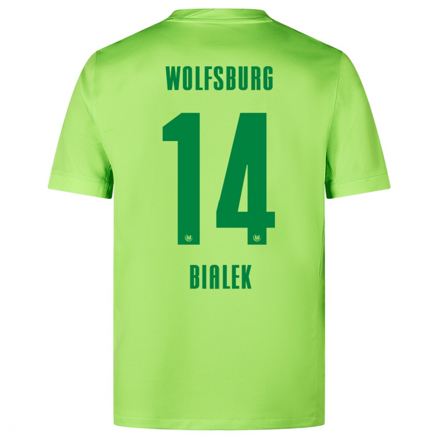 Niño Fútbol Camiseta Bartosz Bialek #14 Verde Fluorescente 1ª Equipación 2024/25 México