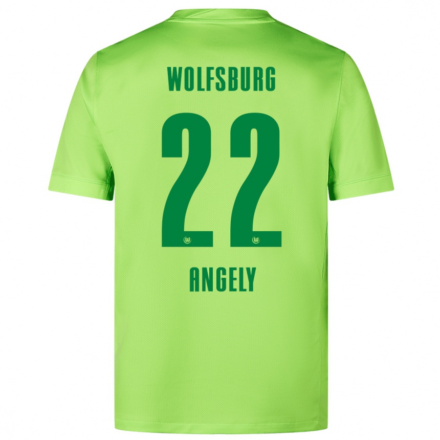 Niño Fútbol Camiseta Mathys Angély #22 Verde Fluorescente 1ª Equipación 2024/25 México