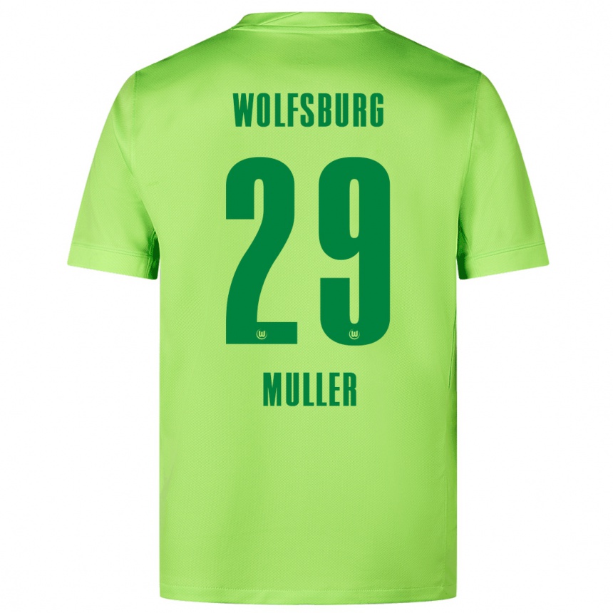 Niño Fútbol Camiseta Marius Müller #29 Verde Fluorescente 1ª Equipación 2024/25 México