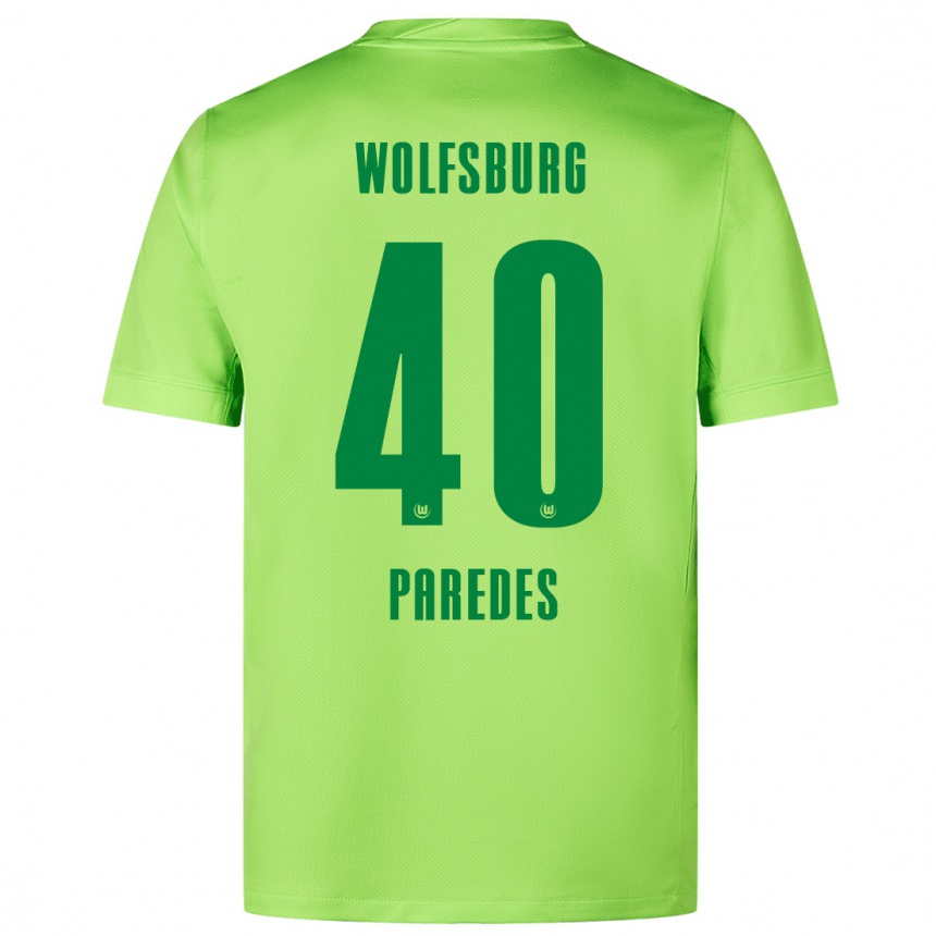 Niño Fútbol Camiseta Kevin Paredes #40 Verde Fluorescente 1ª Equipación 2024/25 México