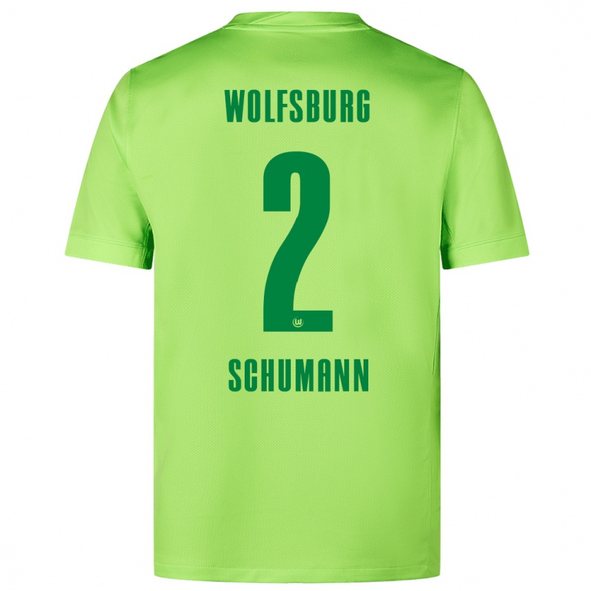 Niño Fútbol Camiseta Anton Schumann #2 Verde Fluorescente 1ª Equipación 2024/25 México