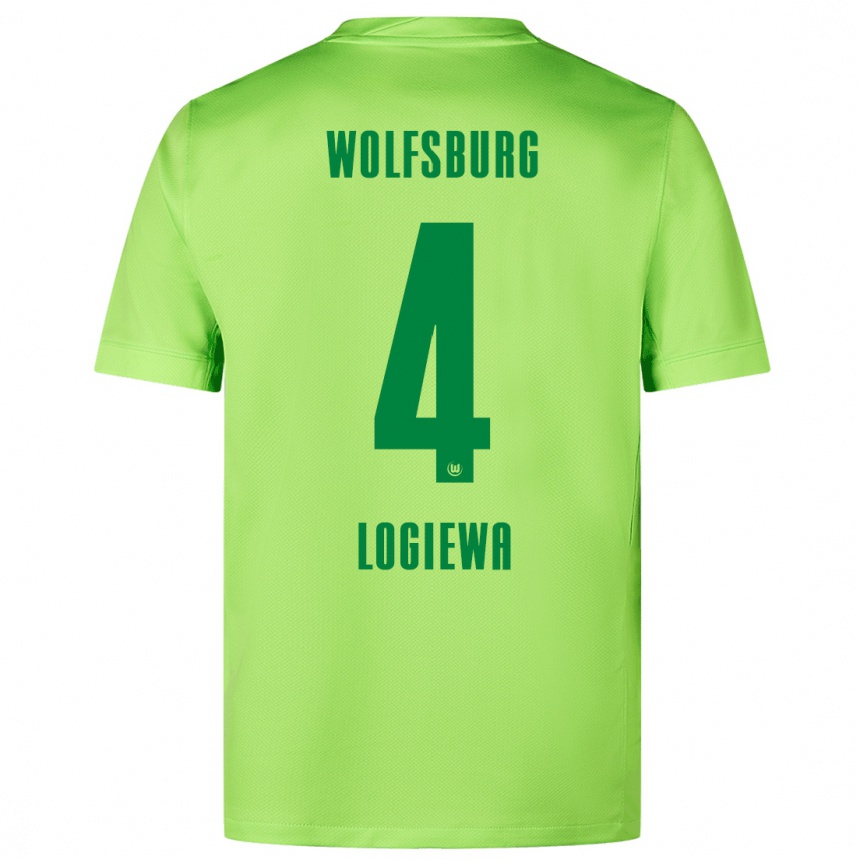 Niño Fútbol Camiseta Luca Logiewa #4 Verde Fluorescente 1ª Equipación 2024/25 México