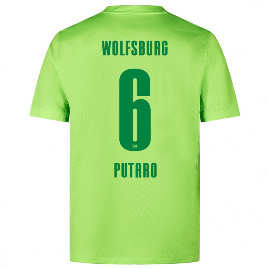 Niño Fútbol Camiseta Luca Putaro #6 Verde Fluorescente 1ª Equipación 2024/25 México