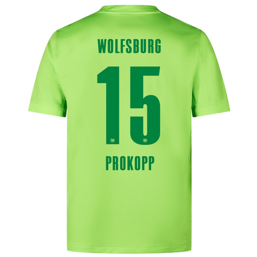 Niño Fútbol Camiseta Oskar Prokopp #15 Verde Fluorescente 1ª Equipación 2024/25 México